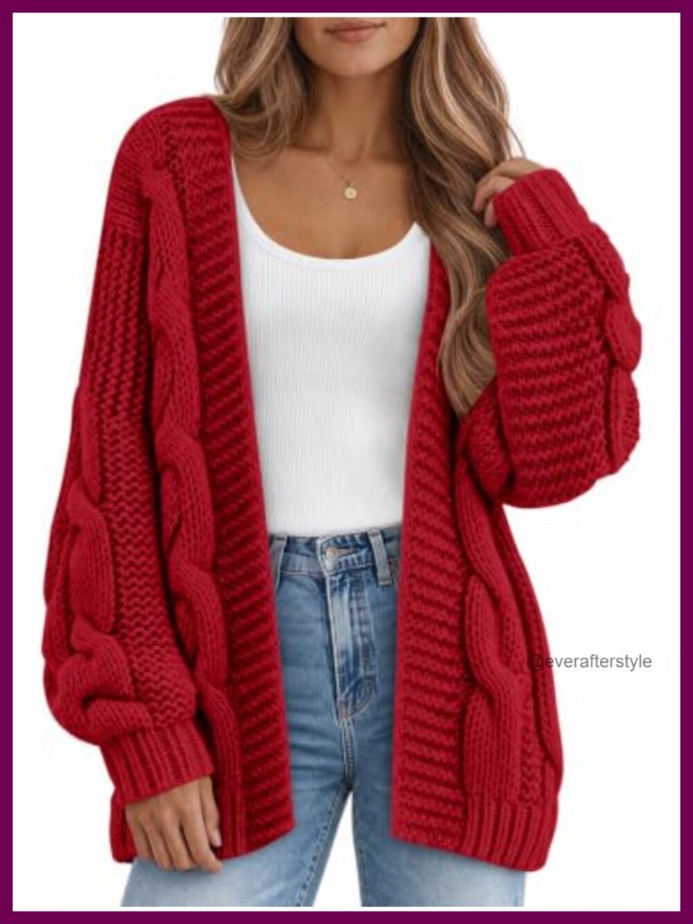 Oversized Chunky Cable Knit Open Front Cardigan Slouchy Long Sleeve Sweater Coat
